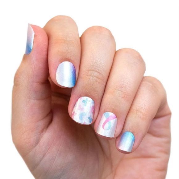 Color Street |  Never Forgotten pink & blue butterfly watercolor shimmer nails - Picture 2 of 10